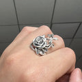 Large Sculpted Rose Vine Ring In Antiqued Silver Tone view 2