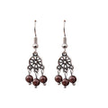 Red and Black Bead Antique Silver Dreamcatcher Hook Earrings view 5