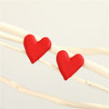 Matte Red Irregular Heart Stud Earrings with Push Back Posts view 4