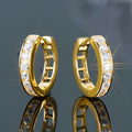 Channel-Set Square Clear Stone Hoop Earrings In Two Metal Tones view 2