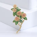 Gold Tone Floral Branch Brooch With Decorative Crystal And Enamel Details view 4