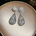 Crystal Grid Teardrop Stud Earrings In Gold And Silver view 7
