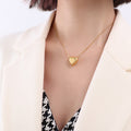 Smooth Puffy Heart Pendant Necklace Thin Snake Chain view 4