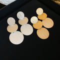 Brushed Triple Disc Drop Earrings In Gold And Silver Tones view 2
