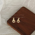 Gold Tone Straight Bar And Clear Stone Circle Drop Stud Earrings view 1