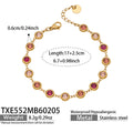 Gold Bezel Round Zircon Stainless Necklace Bracelet Earring Set view 12