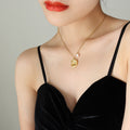 Abstract Swirl Pendant Necklace With Pearl Charm Two Tones view 4