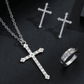 Cross Necklace Earring and Ring Three Piece Jewelry Sets view 4