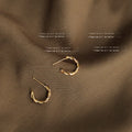 Gold Tone Twisted Rope Open C Hoop Stud Earrings Pair view 1