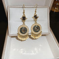 Black and Gold Ornate Round Beaded Statement Drop Earrings view 4