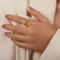 Gold Open Cross Bar Ring Imitation Pearl and Crystal Pavé view 3