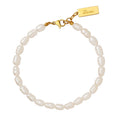 Freshwater Pearl Bracelet Gold Love Rectangle Tag Clasp view 5
