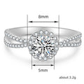 White Metal Round Halo Split Shank Ring Clear Center Alloy view 5
