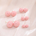 Pink Pearl Look Classic Round Stud Earrings in Two Sizes view 1