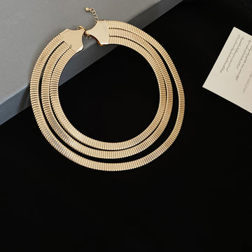 Layered Gold Tone Coil Collar Necklace Jewelry Design