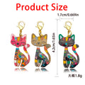 Colorful Patterned Cat Metal Charms With Lobster Clasps, 7 Styles view 2