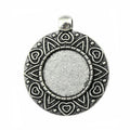 Geometric Border Round Pendant Settings for Jewelry Making view 1