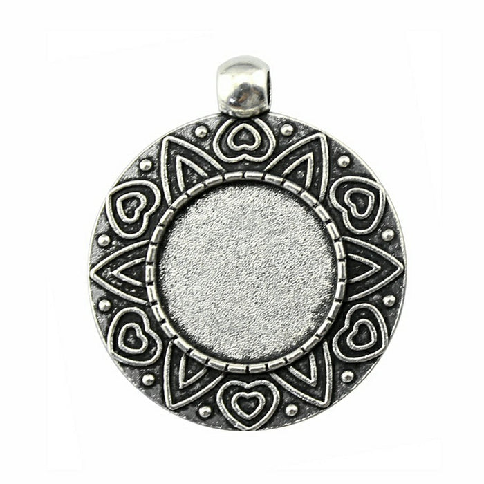 Geometric Border Round Pendant Settings for Jewelry Making