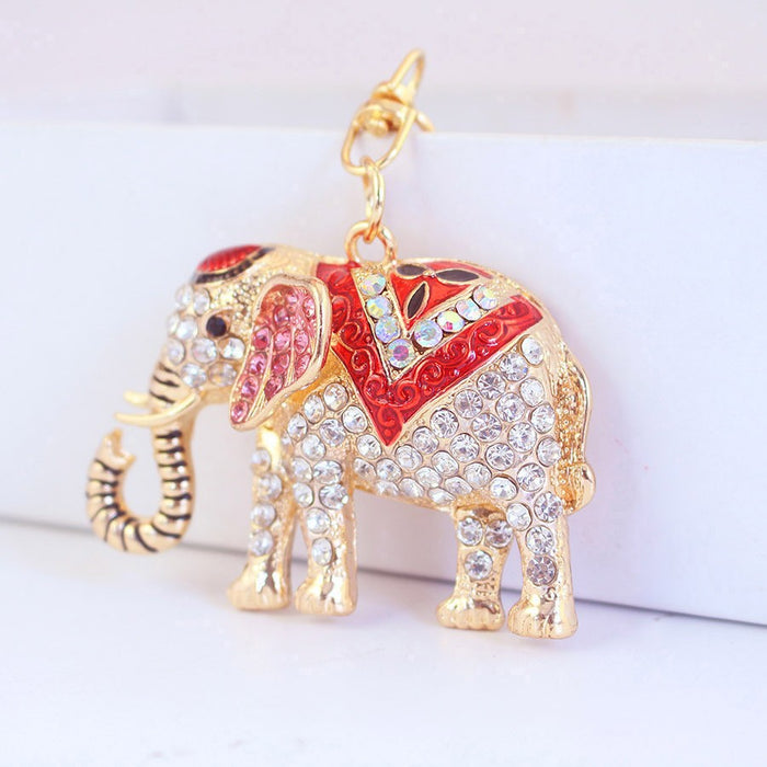 Colorful Rhinestone Elephant Keychain Animal Bag Charm for Keys