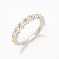 Daisy Flower Half-Eternity Ring In Silver And Gold Tones view 1