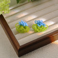 Blue Bead Cluster and Green Loop Small Stud Earrings view 1