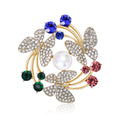 Butterfly Wreath Brooch With Pearl Center In Three Colorways view 2
