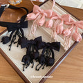 Fabric Bow Tulip Bead Tassel Choker Necklace and Earring Set view 3