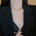 Bow Snake Chain Necklace and Multi Bow Bracelet Styles view 2