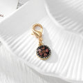 Gold Tone Rhinestone Round Pressed Flower Lobster-Clasp Charms in Nine Options view 10