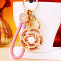 Pearl Openwork Rose Keychains in Three Colors with Braided and Plain Loops view 6