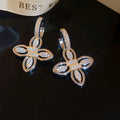 Two Tone Floral Crystal Hoop Earrings in Polished Statement Design view 6