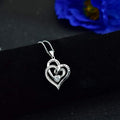 Silver Tone Interlocking Double Heart Pendant Necklace view 2