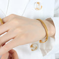 Mesh Tube Choker Hoop Earrings and Open Cuff Bracelet view 8
