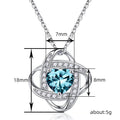 Silver Interlock Heart CZ Pendant Necklace Blue Red view 4