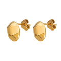 Small Polygonal Hollow Faceted Stud Earrings Gold Steel view 5