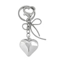 Puffy Metal Heart Charm Keychain With Bow Or Pearl Accent view 5