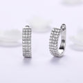 Silver Triple-Row Pavé CZ U-Shape Huggie Earrings Pair view 3