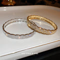 Crosshatched Crystal Hinged Bangle In Gold Tone Or Silver Tone view 4