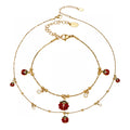 Gold Stainless Steel Enamel Ladybug Zircon Charm Necklace Bracelet view 5
