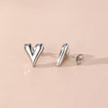 Polished 3D Heart Stud Earrings Gold Silver 2 Finishes view 5