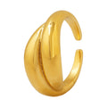 Gold and Silver Open Crossover Dome Ring Wide Band Style view 5