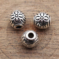 Flower Round Bead In Antique Silver For Jewelry Making view 2