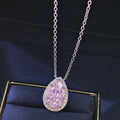 Pink and Yellow Teardrop Crystal Pendant Necklaces view 3