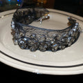Black Lace Choker Necklace With Dark Crystal Flower Clusters view 2