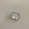 Silver Organic Molten Open Adjustable Band Ring Texture view 1