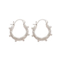 Silver Tone Openwork Pearl Hoop Earrings Decorative Jewelry view 5