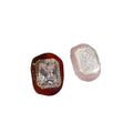 Red Square Stud Earrings With Clear Crystal Centers view 5