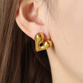 Heart Stud And Hoop Earrings Gold Steel Two-Tone Metal Styles view 3