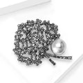 Dark Crystal Flowering Tree Brooch With Gray Pearl Accent view 4