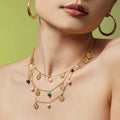 Titanium Steel Sun Disc Coin Necklace Anklet Pearl Natural Stone view 4